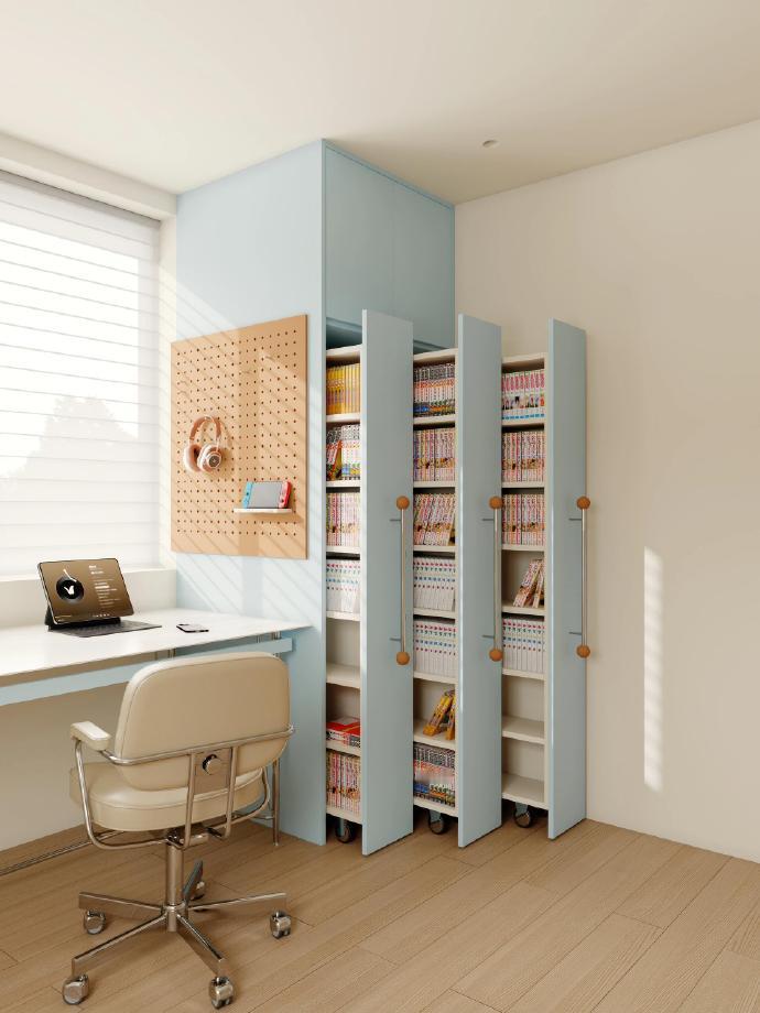 抽拉书架打造1㎡漫画角，i人快乐屋！😉