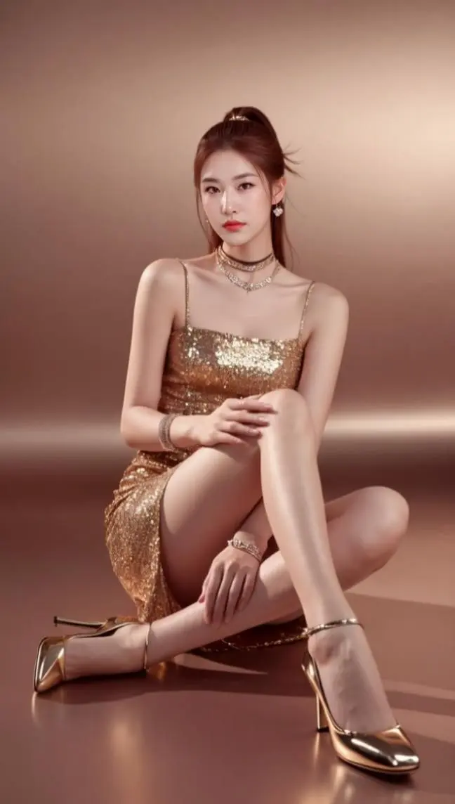 AI金属感坐姿照 ai创作