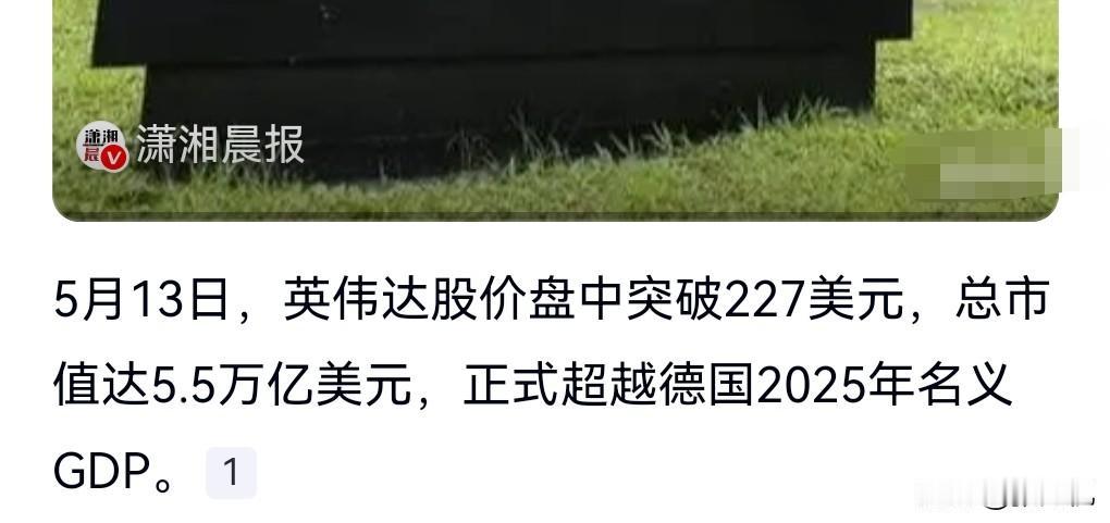 这真的是太不可思议了，太惊人了。5月14日热搜，英伟达总市值超越德国GDP。
