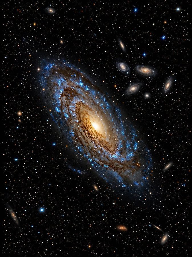 在飞马座方向，漂浮着一个距离我们4000万光年的星系，NGC7331。这个雄伟