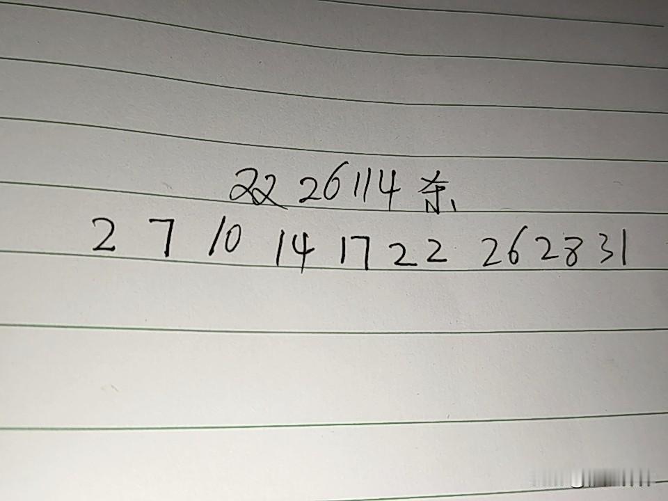 双色球26114期排码02、07、10、14、17、22、26、28、31上