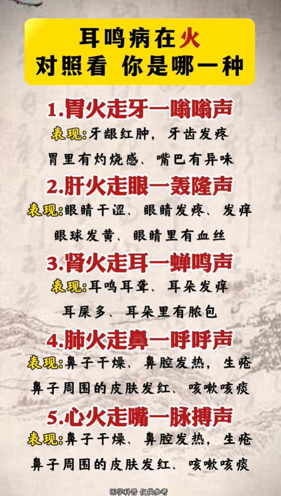 耳鸣是蝉鸣还是轰隆声？对应体内哪一脏火气？