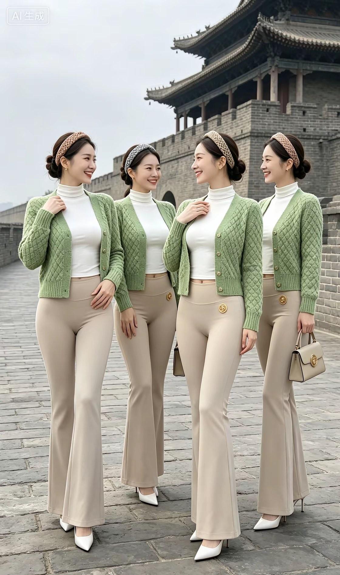 四位美女，我就喜欢左边第一个。