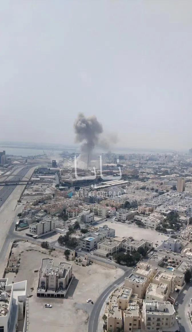 在阿联酋迪拜落地爆炸的伊朗导弹。和之前相比，伊朗这次报复进步的一点就是打击范围大