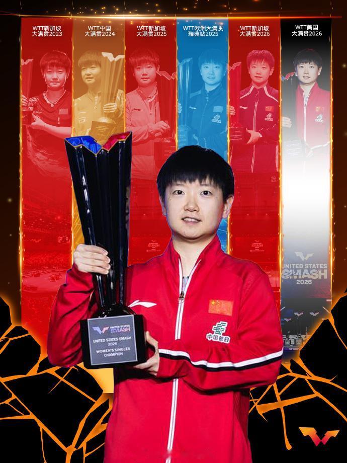 WTT世界乒联恭喜莎莎拿到大满贯6冠军，我们才发现，莎莎居然只拿了一个中国大