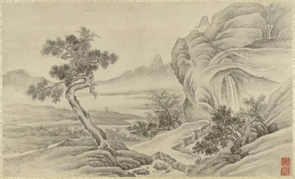 明卞浮白《溪山写胜册》，纸本设色，纵24.8厘米，横41.3厘米，中国台北故宫