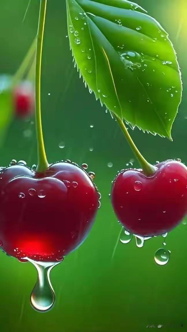 樱桃真是春夏之交的宝藏水果。它外表美若珍宝，红似玛瑙，黄若凝脂，色泽明艳动人、晶