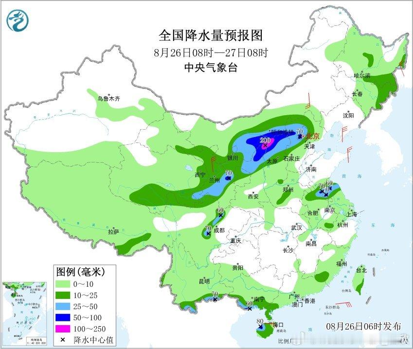 【北方新一轮强降雨上线】今明两天因为低涡切变线影响，北方地区新一轮强降雨上线。这