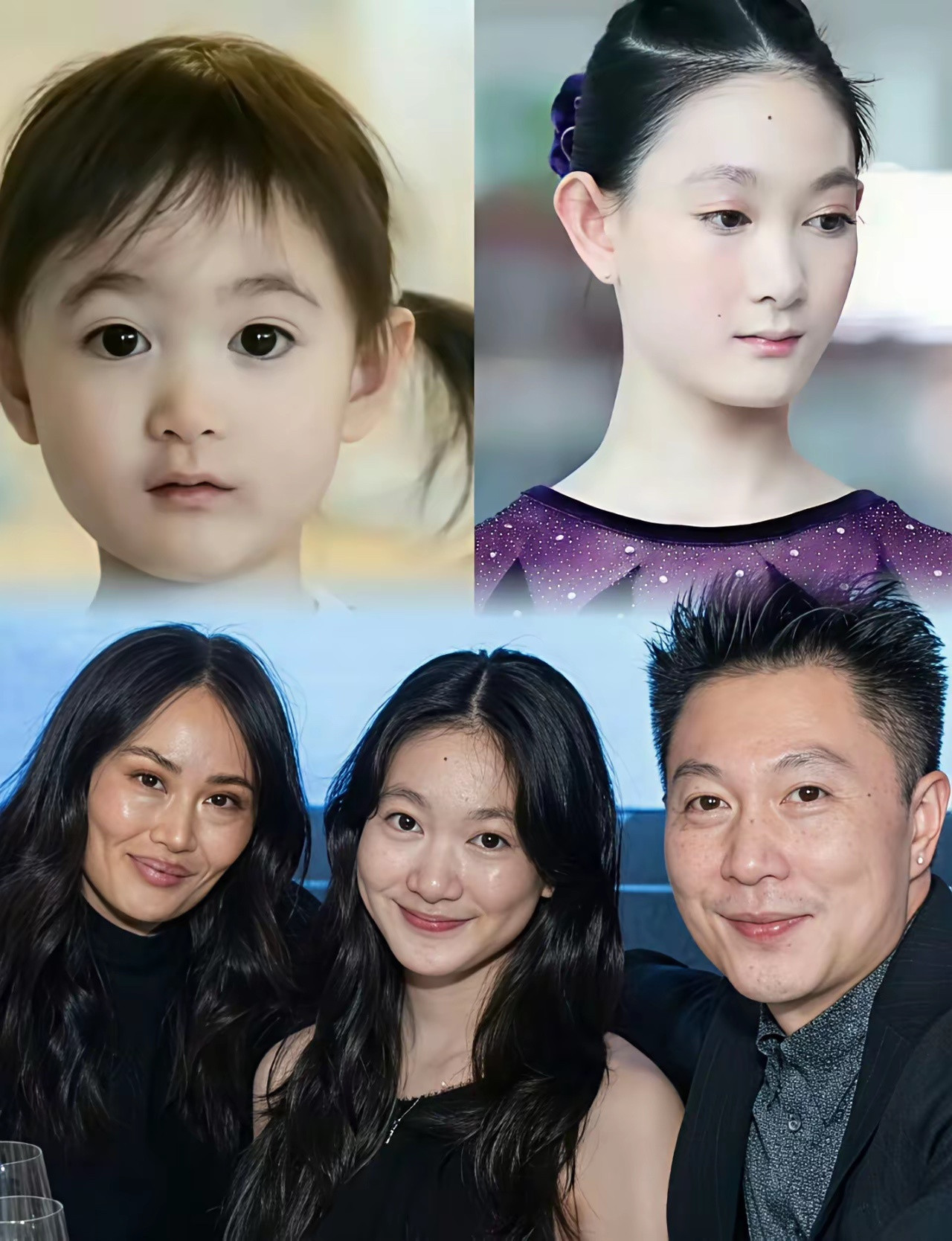 14岁奥莉这么大了真是女大十八变啊和爸妈合照真的一眼看出来相似的地方​​​