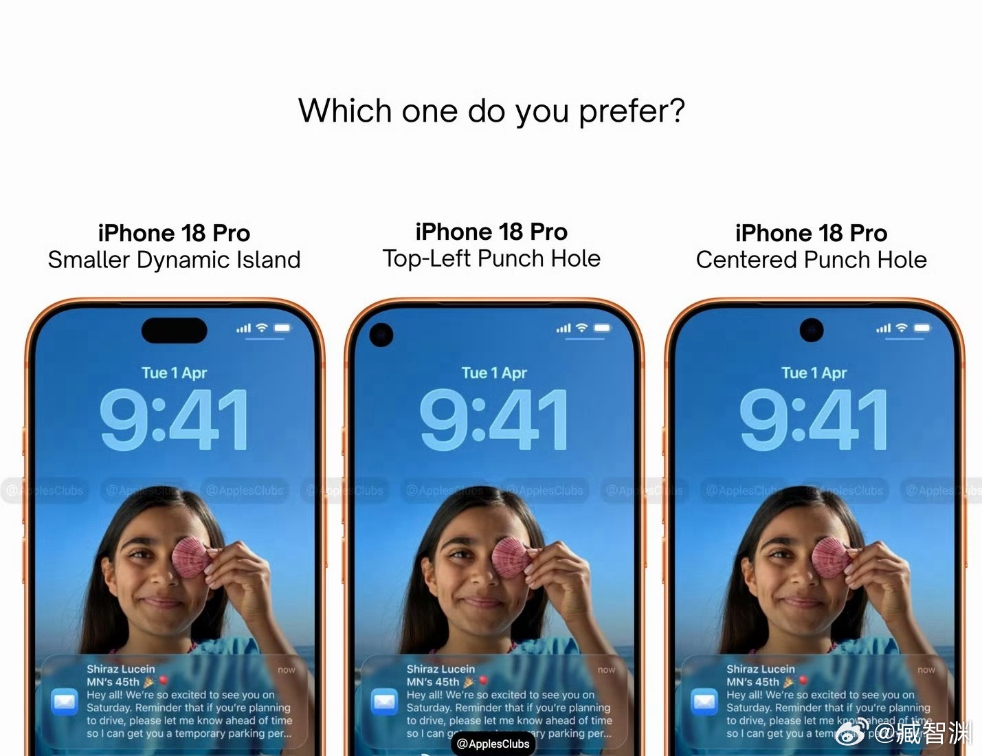 iPhone18Pro新爆料iPhone18Pro大概是这三种可能性了，中间