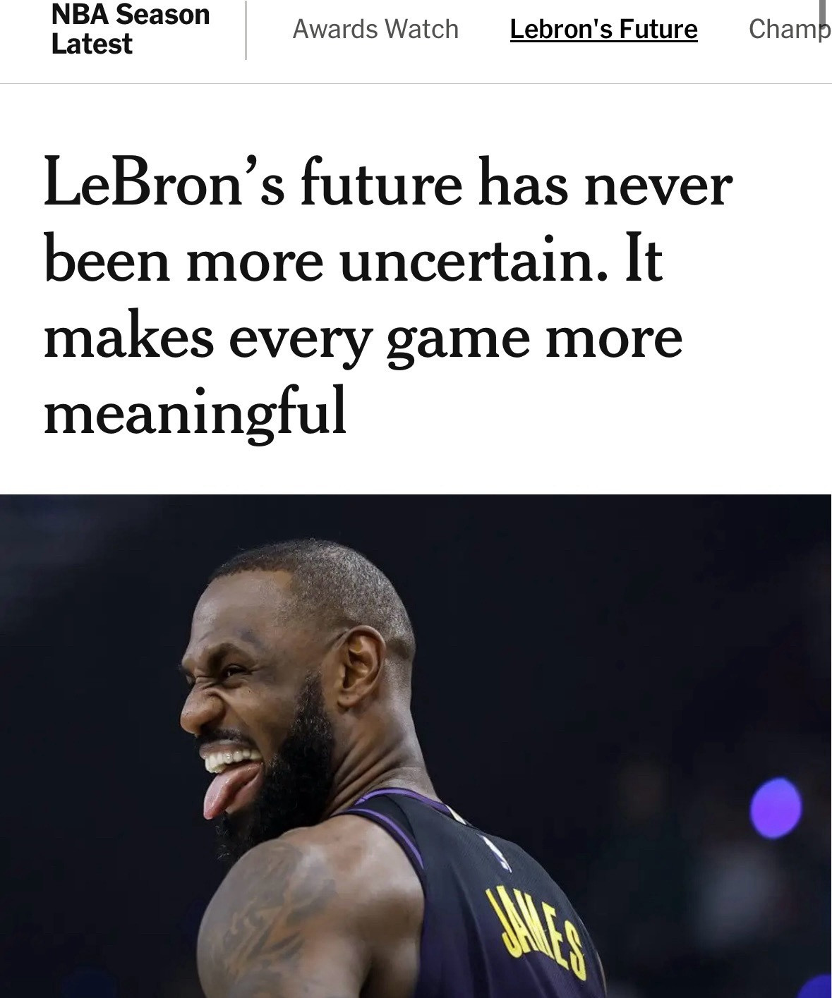 TheAthletic记者湖人DanWoike：勒布朗-詹姆斯在洛杉矶湖人的