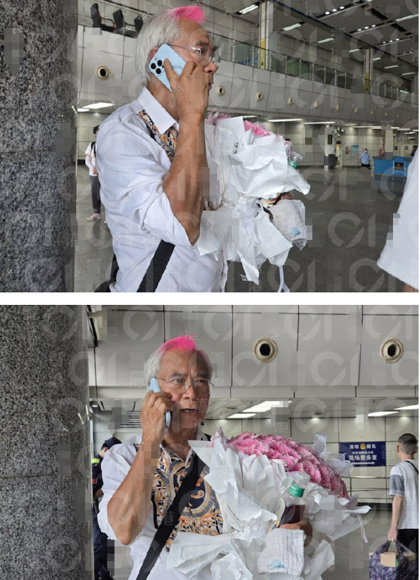 李龙基捧玫瑰接未婚妻出狱7日，据港媒，TVB老戏骨李龙基未婚妻王青霞今日刑满出