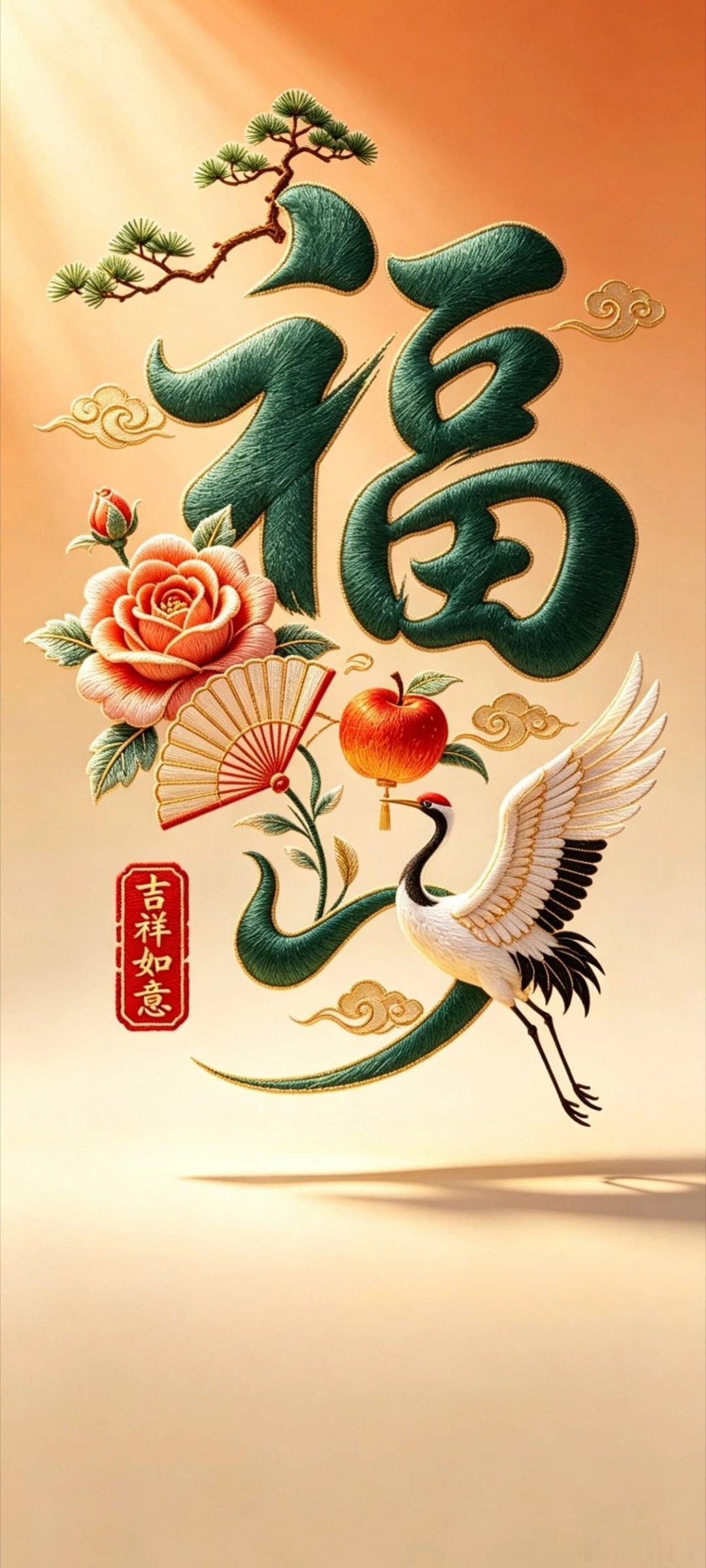 福·禄·寿·喜·财·五福临门来～招财风水起势国风高清壁纸！