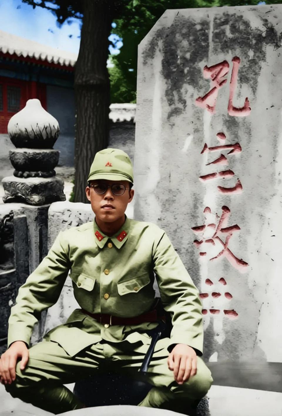 以前的老照片分享给大家这是两张抗战期间日本兽兵在孔府里面拍摄的照片。图一是一名兽