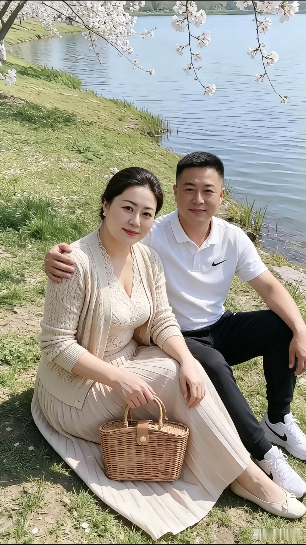 相伴欢娱身姿曼妙气质柔，身畔良俦乐不休。衣袂清新彰意气，相偎相伴意情悠。