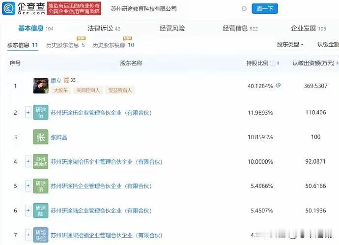 这下网友可以放心了！终于！研途教育，变更持股人，张雪峰老师（即张子彪）10.85