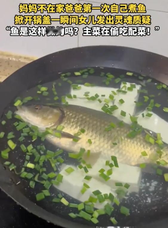 “主菜在偷吃配菜！”浙江，妈妈没在家，爸爸第一次下厨给女儿煮鱼吃，万万没想到，盖