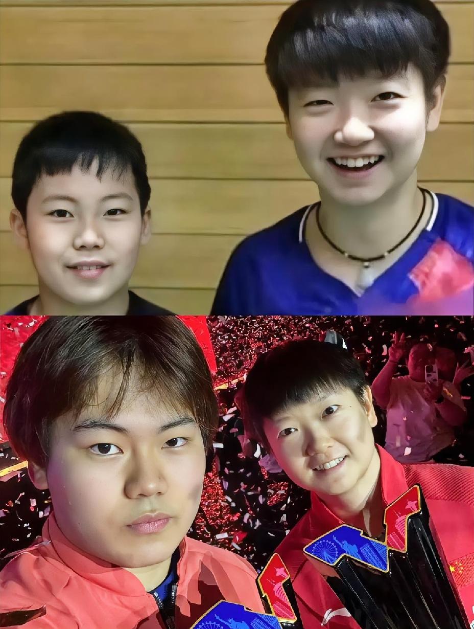 这个大胖小子真是幸福上了，终于和自己的偶像合上影了。果然铁打的莎莎，流水的