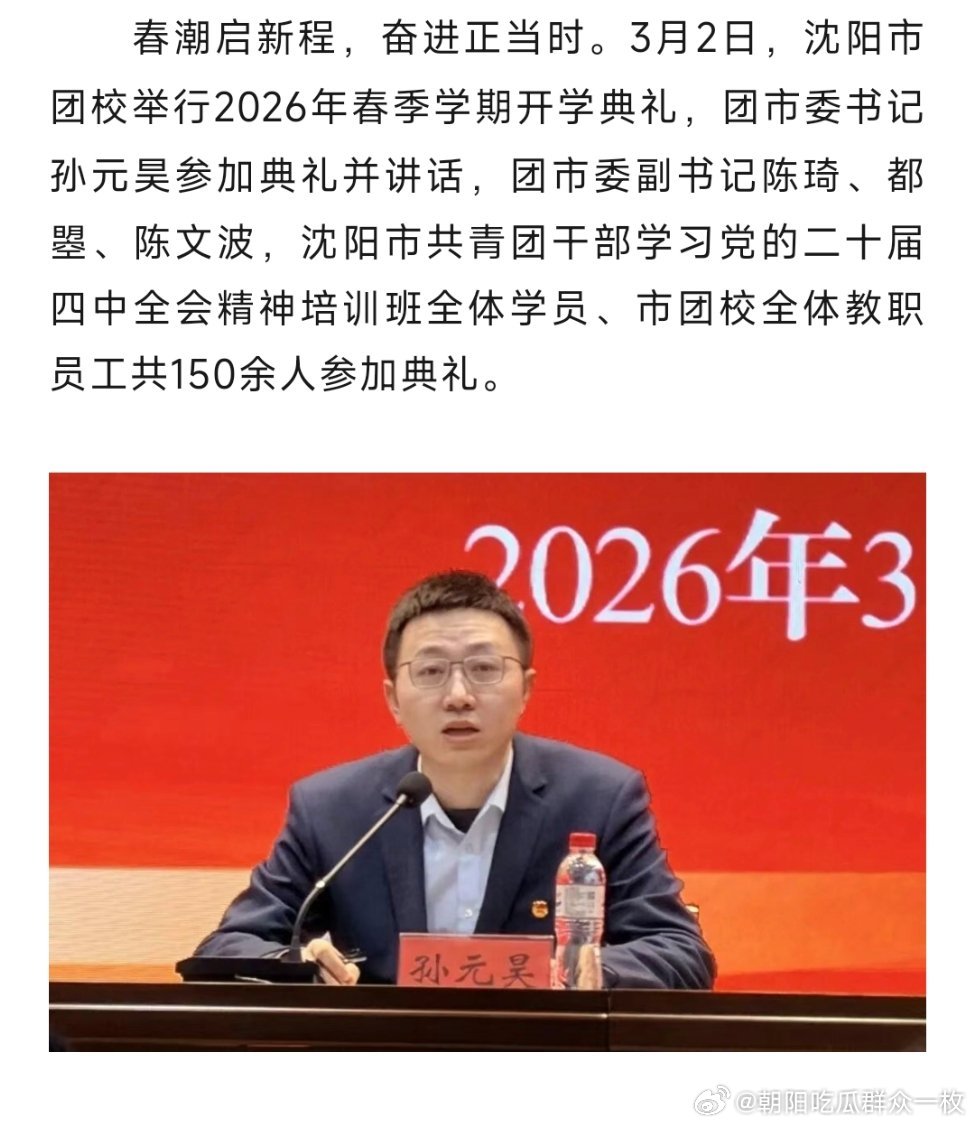 90后孙元昊已任共青团沈阳市委书记。