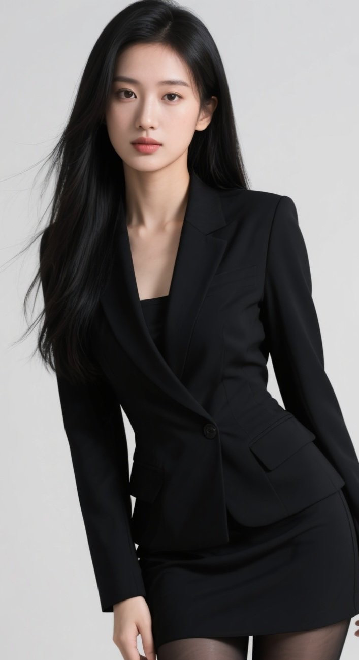 优雅佳人轻抚裙摆，丝袜勾勒修长美腿