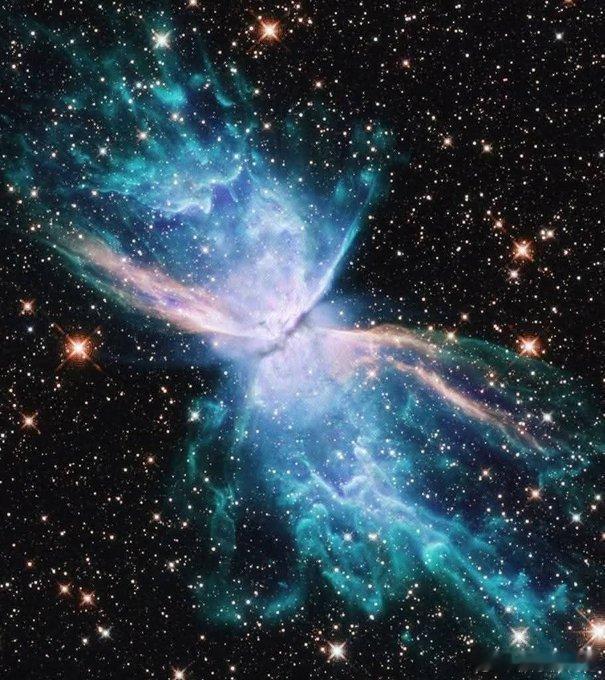 蝴蝶星云：一颗垂死恒星的炽热杰作在宇宙艺术的炫目展示中，哈勃太空望远镜重返NGC