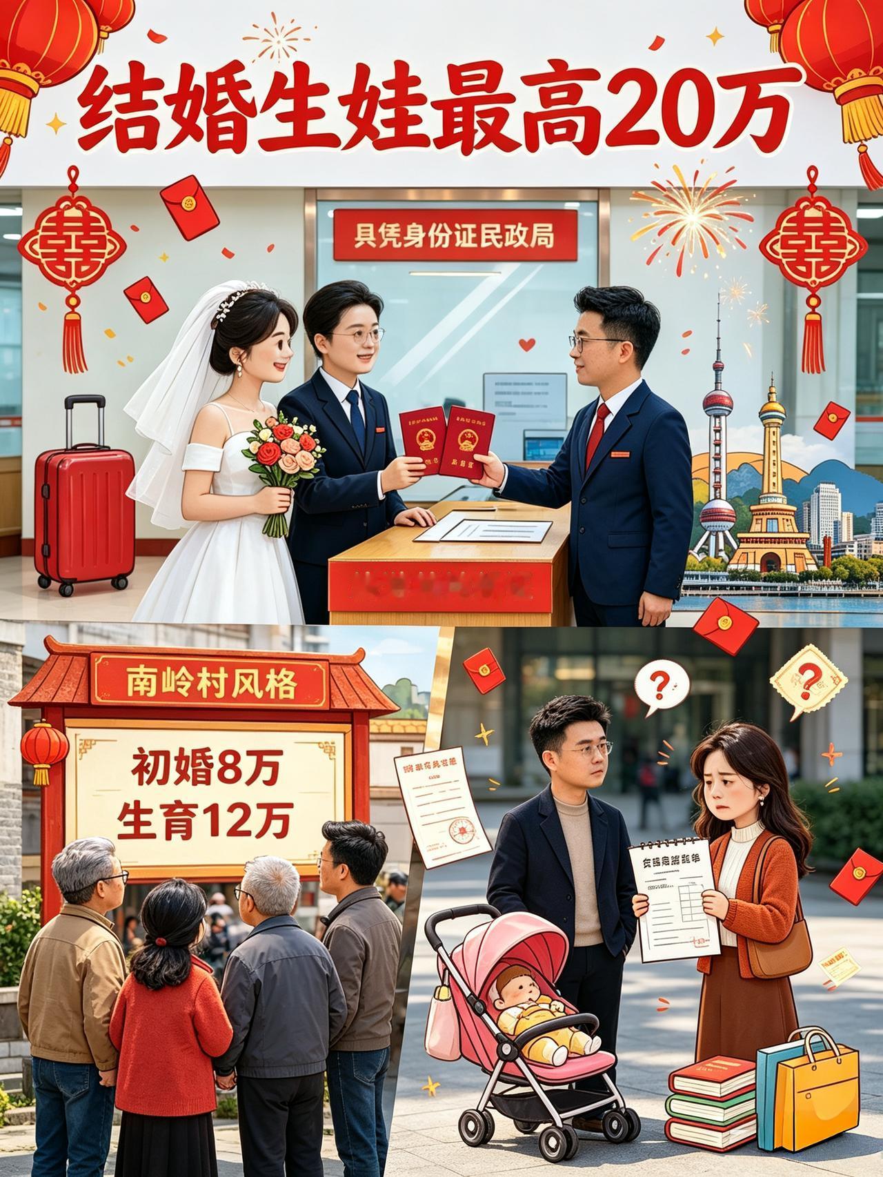 结婚生娃最高拿20万！领证不用户口本，多地花式催婚，网友却有不同心声民政部
