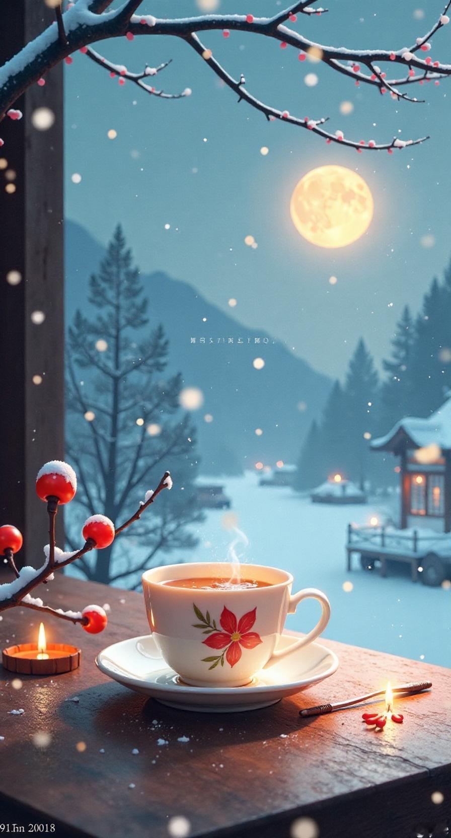 冬至七绝寒冬雪落覆江天，日短夜长冷气添。一盏暖茶驱寒意，家人团聚乐融融