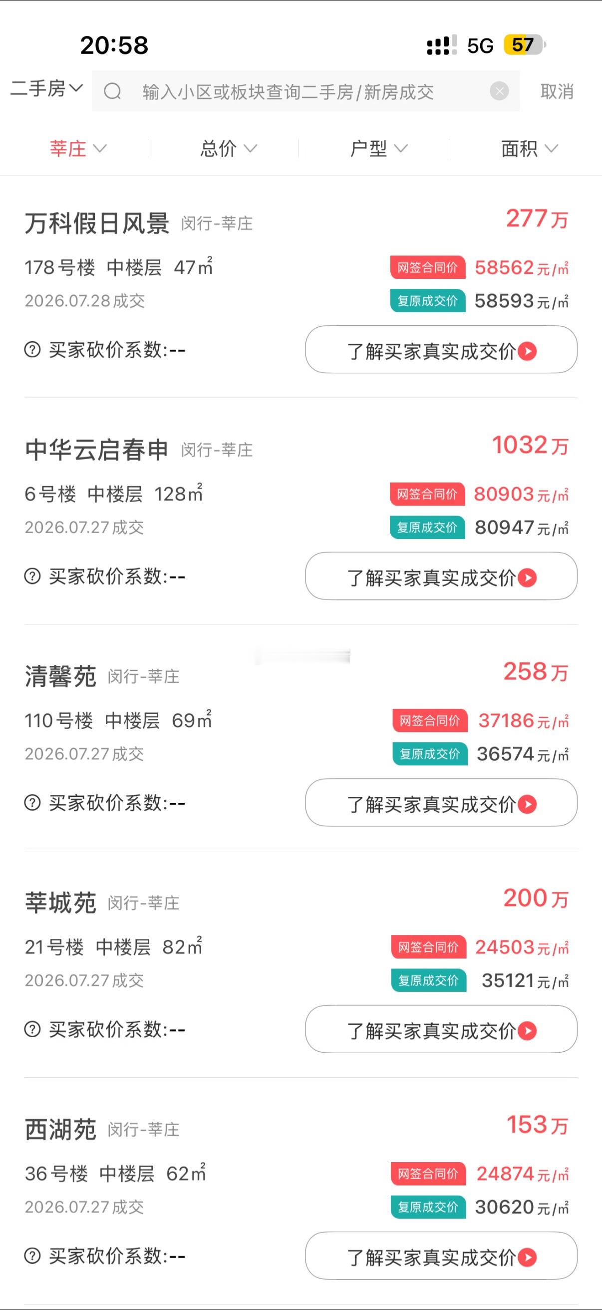感受一下上海闵行房价的分化有多么离谱好一些的可以卖8万多一平方，差一点...