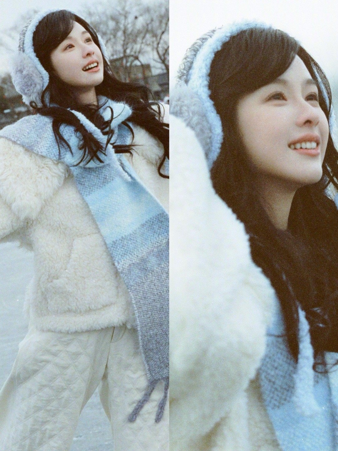 陈都灵雪景大片美成啥了。。。陈都灵这组雪景大片又封神了！毛球耳罩搭配白绒绒的穿搭