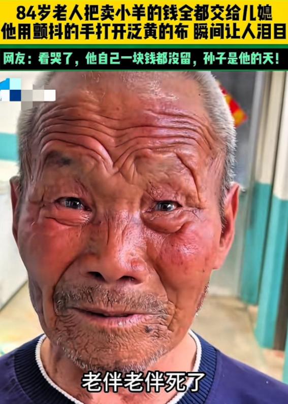让人泪目了！山东，84岁老人卖了家里的羊，一分钱省不得花，全部交给了儿媳，儿媳不