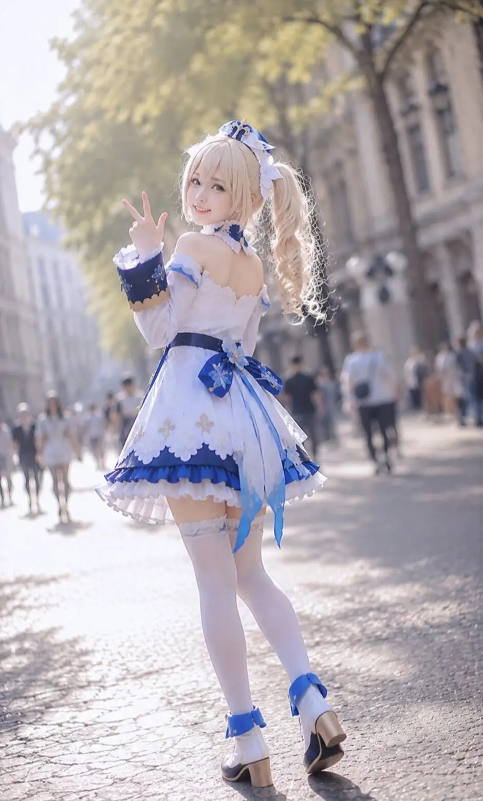 二次元少女 芭芭拉cos 芭芭拉冲鸭 cosplay 白丝即正义