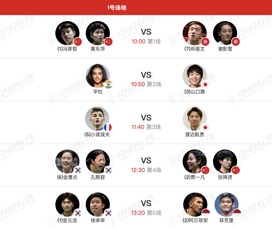 2026日本羽毛球公开赛7月19日各单项决赛赛程，早上10点开赛：混双：冯彦哲