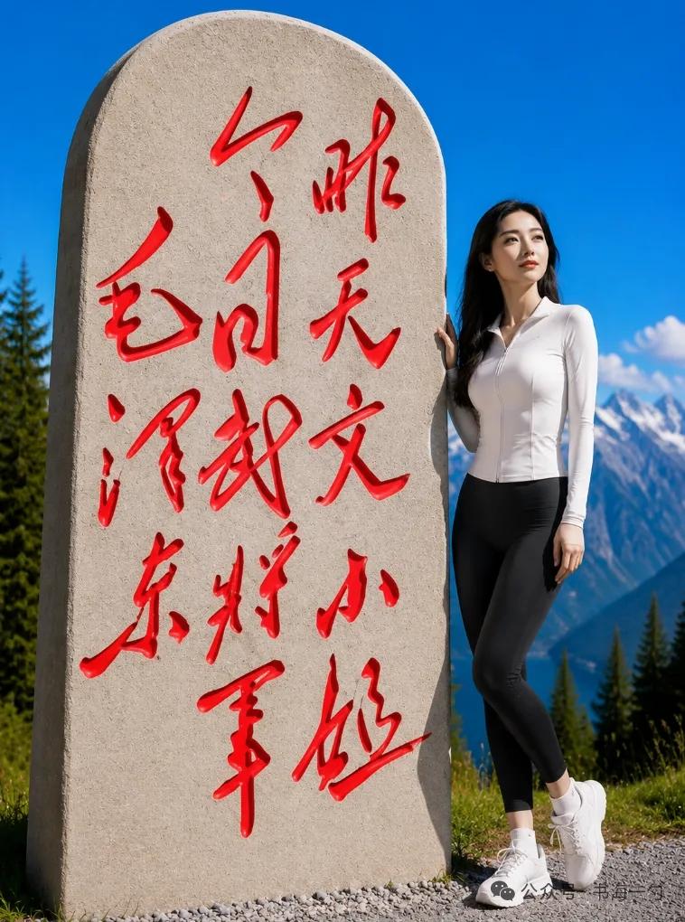 石碑上的这十个草书字，是伟人毛主席对当代女作家丁玲女士的评价。能把它们全部读懂的