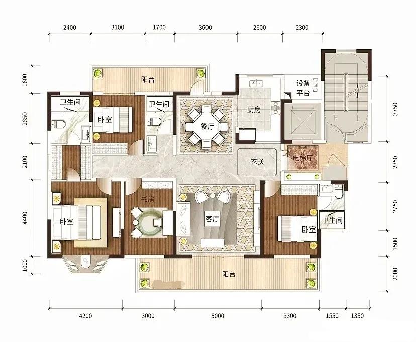 布局周正，结构严谨，平实中见功力，细节里藏匠心。电梯入户，私梯专享，归家仪