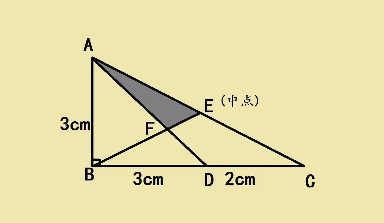 小升初考试附加题：已知三角形ABC，∠B=90°，E是斜边上的中点，线段长度如图