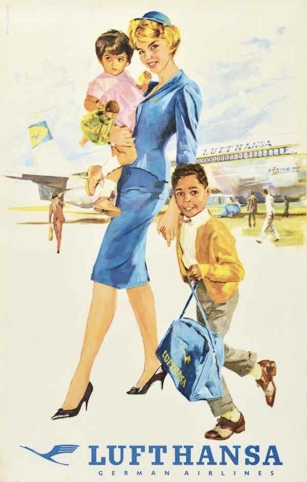 航空海报一览这是德国汉莎航空（Lufthansa）1950年代的经典旅行海报，