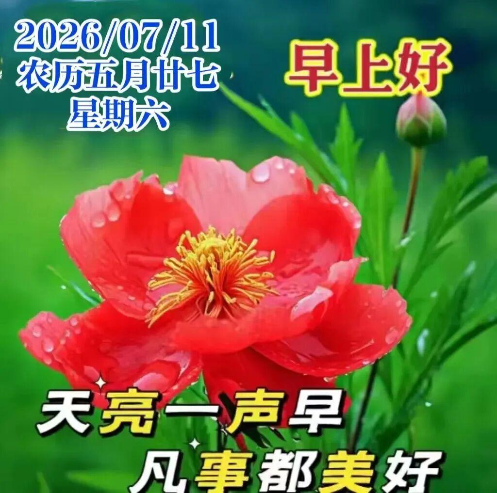 今天是7月11日，星期六🌞，一声早安🌞，无限祝福🎁，相互牵挂❤️，胜过千言