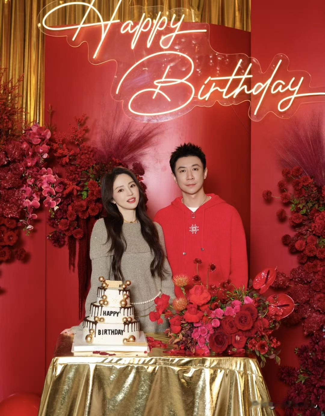 昨天（9号）是张维伊的38岁生日，46岁董璇带上女儿【小酒窝】一起为新婚老公张维