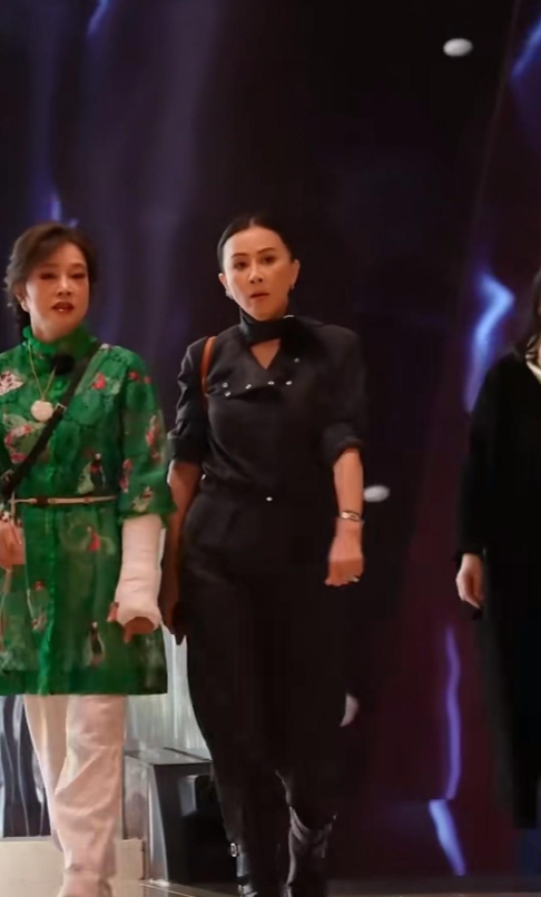 刘晓庆不穿高定了，刘嘉玲还在穿西装。六十岁的人，不为镜头活了。棉麻裤一蹬，拖