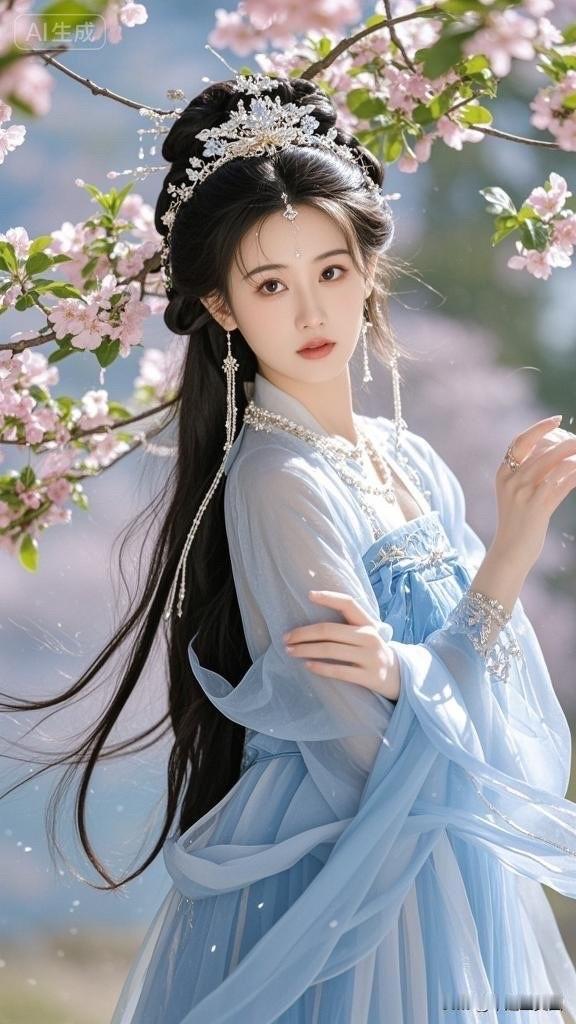 仙气飘飘的汉服美人，花海中的梦幻仙子