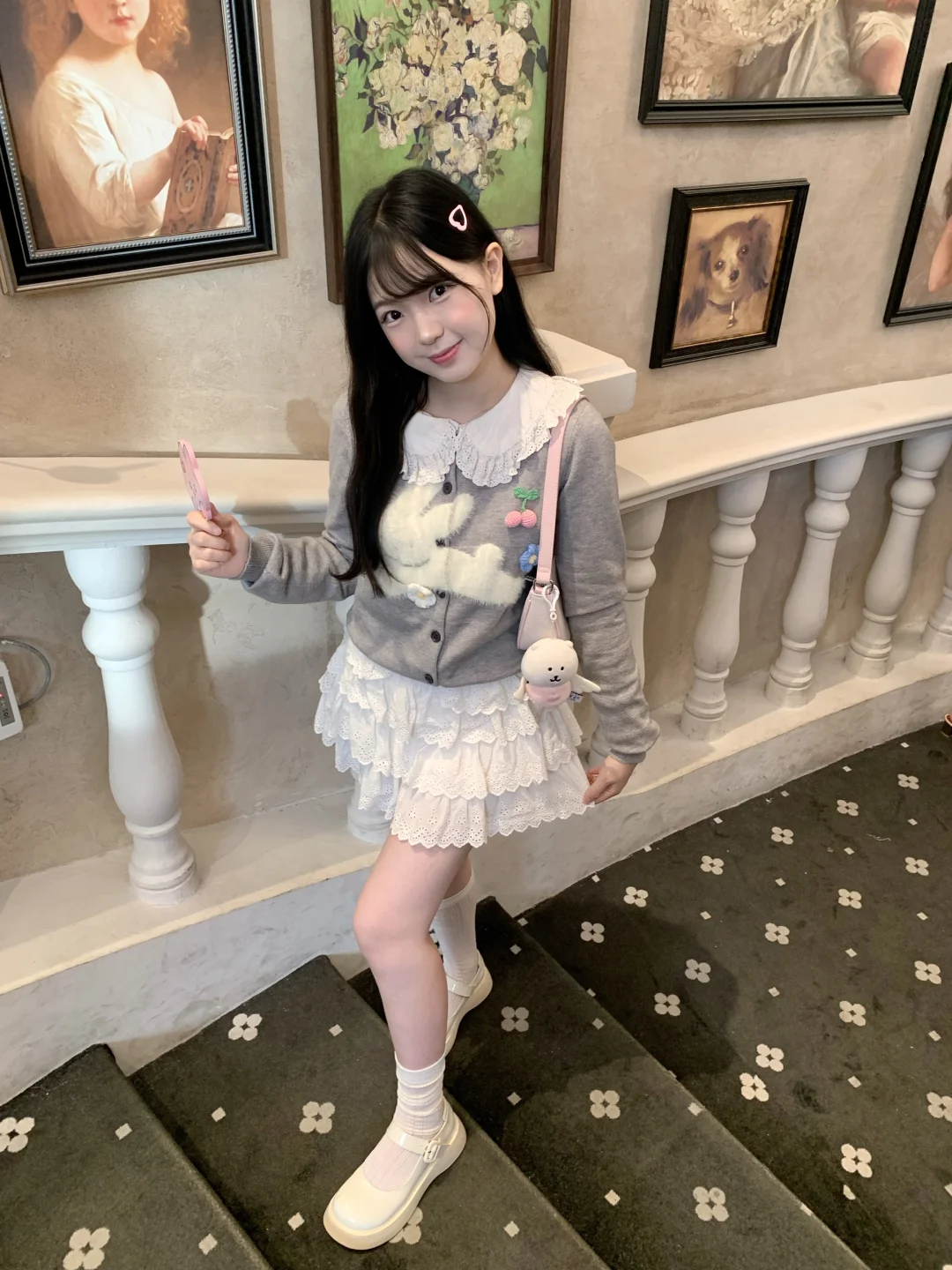 甜甜少女🐰🎀粉色樱桃小兔子毛衣