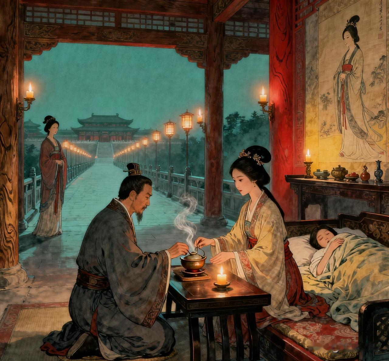 汉武帝要去卧室更衣，叫李夫人侍奉，随后就在房里宠幸了她。看着汉武帝满足的脸色，平