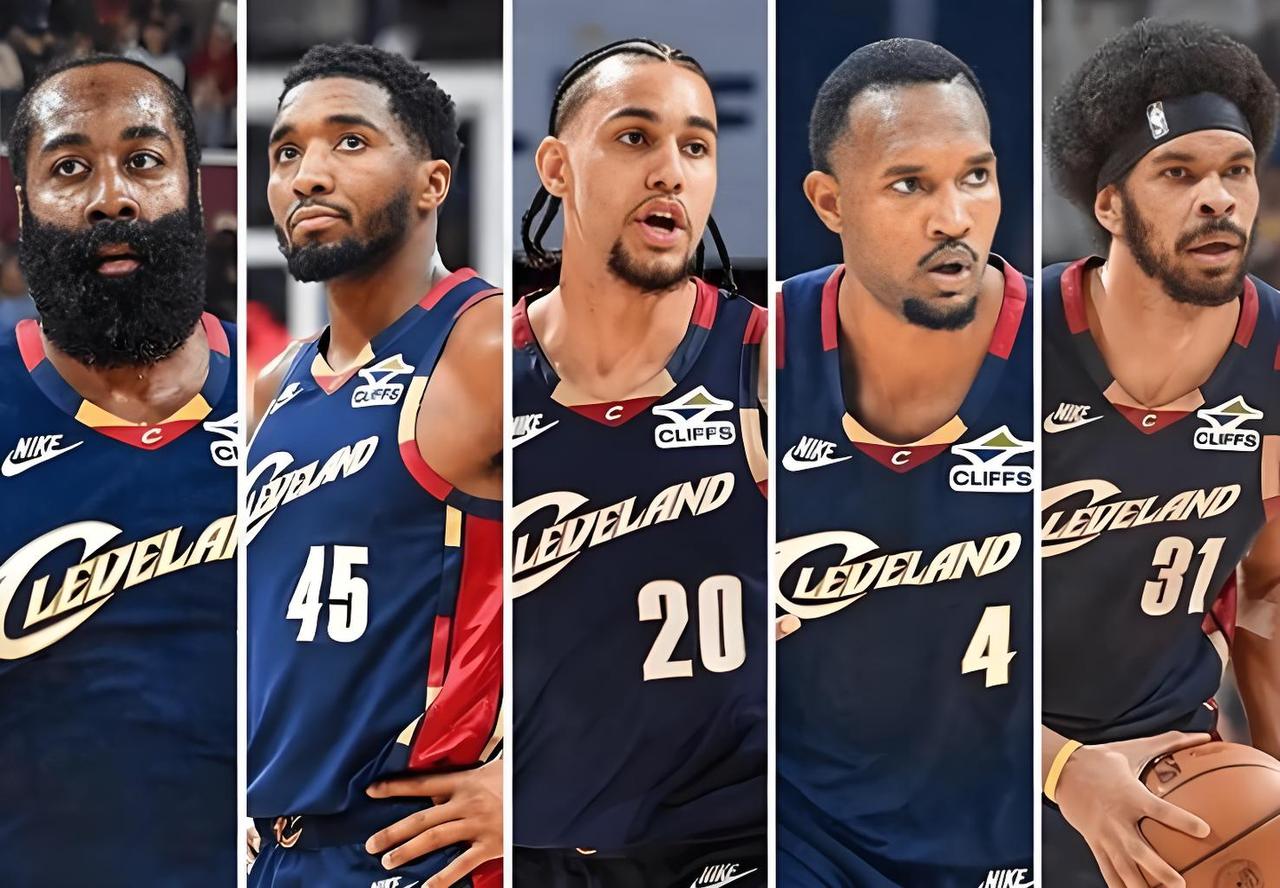 骑士四大核心球员：哈登+米切尔+莫布里+阿伦，目前四人同时上场时，虽然仅有76个