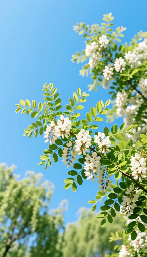 冬日生活打卡季春日里的白色花朵，绽放在蓝天之下，生机勃勃。🌸🌿🌞【一