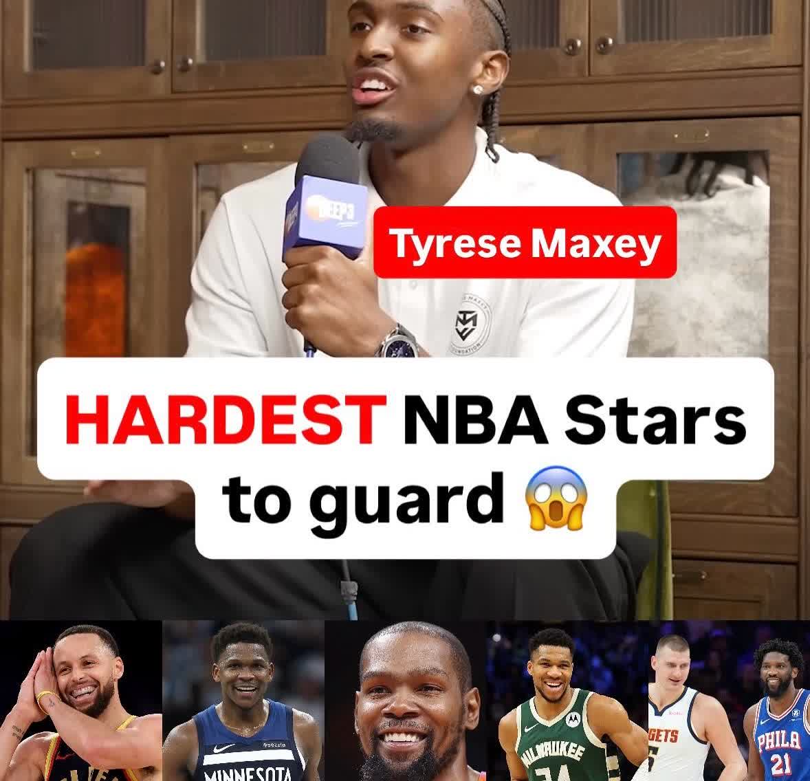 马克西在接受访谈时，认为目前NBA各个位置最难防的现役球员如下：1.PG（控