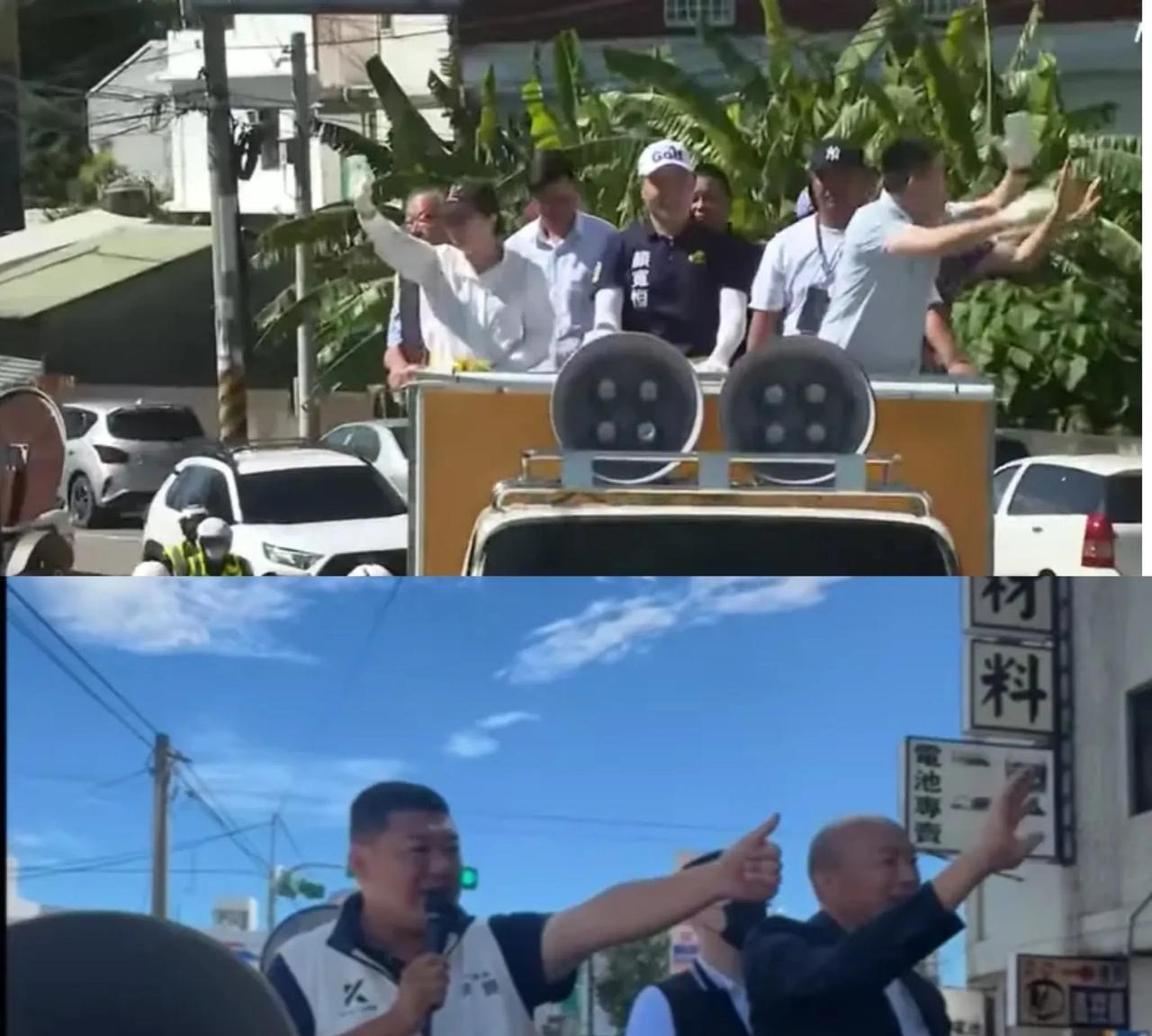 台北市长卢秀燕今天全天请假先后陪同4位国民党立委反罢免车扫拜票，今天上午第一个行