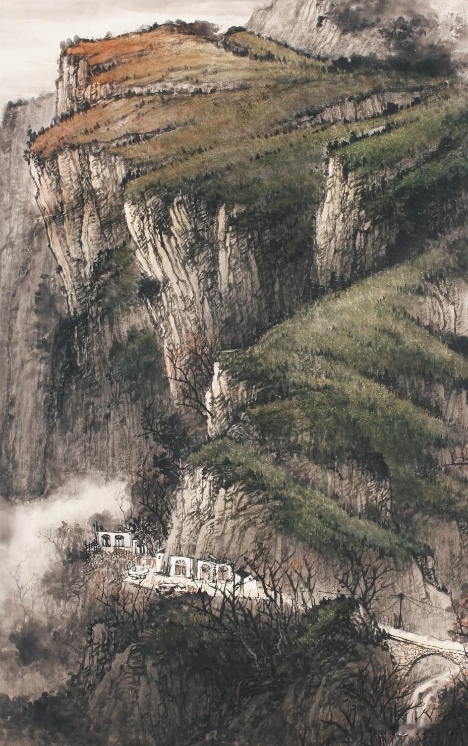 太行深处峻岭深藏百战痕当年烽火照山村[比心]太行山水风光国画山水风光