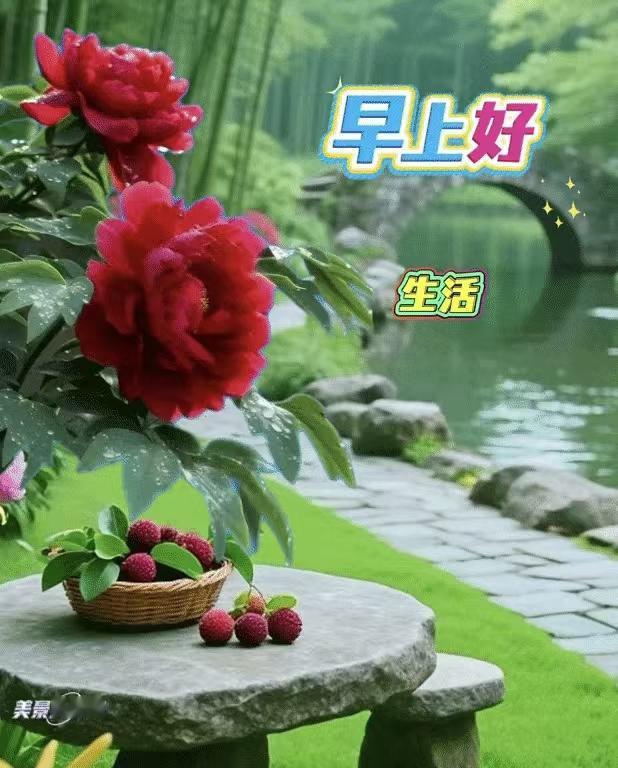 問候滋潤了友情，祝福送去了彩虹，牽掛心中的朋友，願你與健康同行。早安吉祥