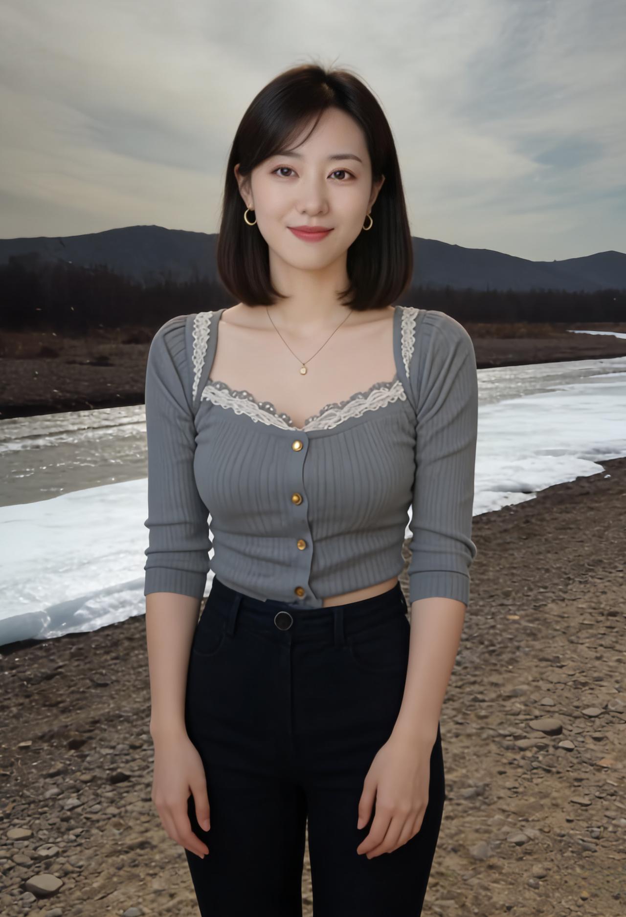 冰泮寒波浅，霜消柳色新。佳人凝睇久，不负眼前春。