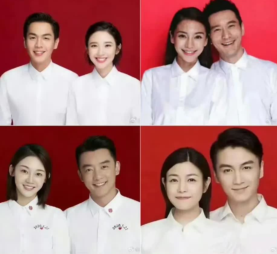 明星结婚照，幸不幸福一眼就能看出来。陈晓和陈妍希那个时候真是郎才女貌，可惜了。